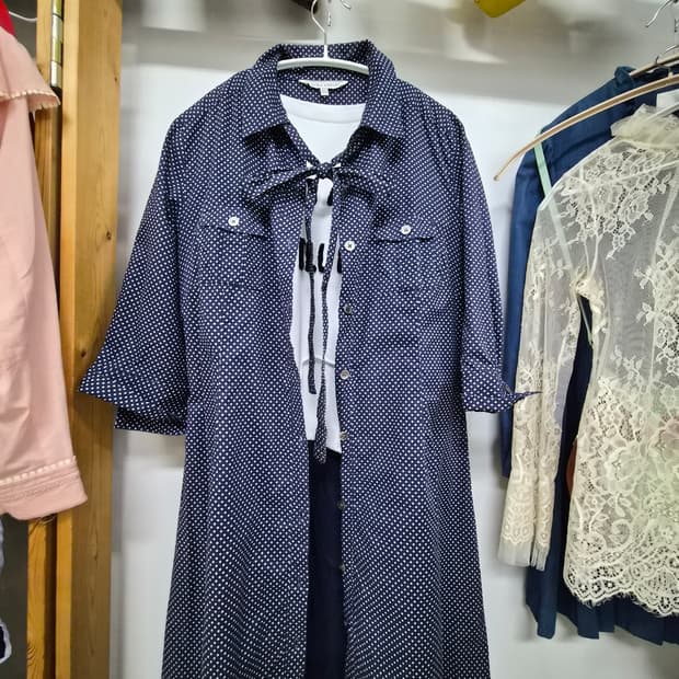 로라애슐리 도트 셔츠 원피스