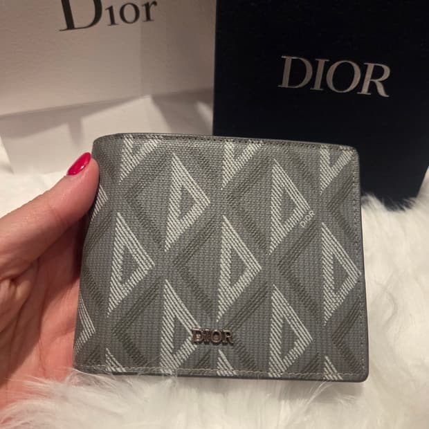 디올 CD 다이아몬드 캔버스 지갑 그레이