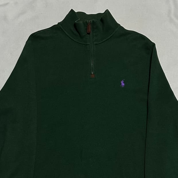 M 폴로랄프로렌 그린 반집업 코튼 니트 