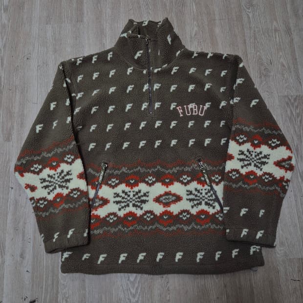 FUBU 푸부 올드스쿨 멀티로고 반집업 아노락 플리스 후리스 S(90)