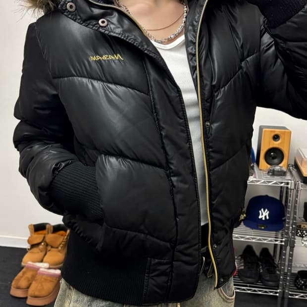 올드 빈티지 퍼 크롭 패딩 점퍼