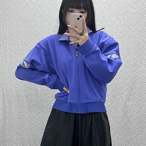 아디다스 재팬 빈티지 레트로 90's 패턴 져지 집업 M C10035