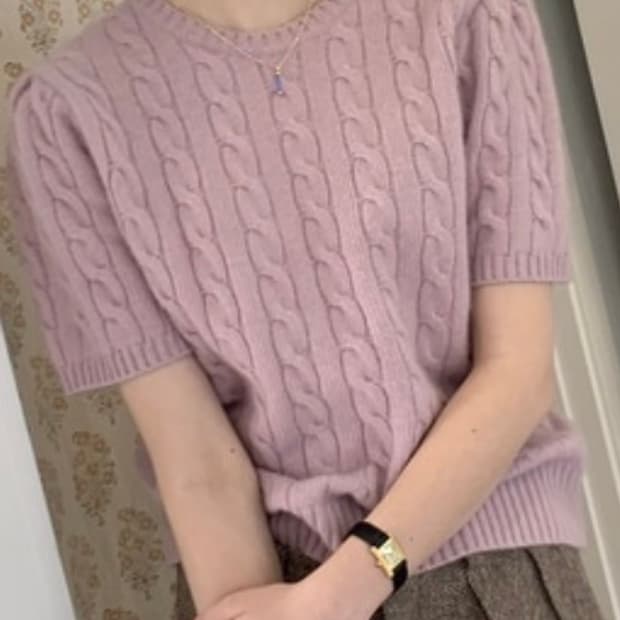 모데스트 무드 modest mood 로맨틱 케이블 숏 스웨터