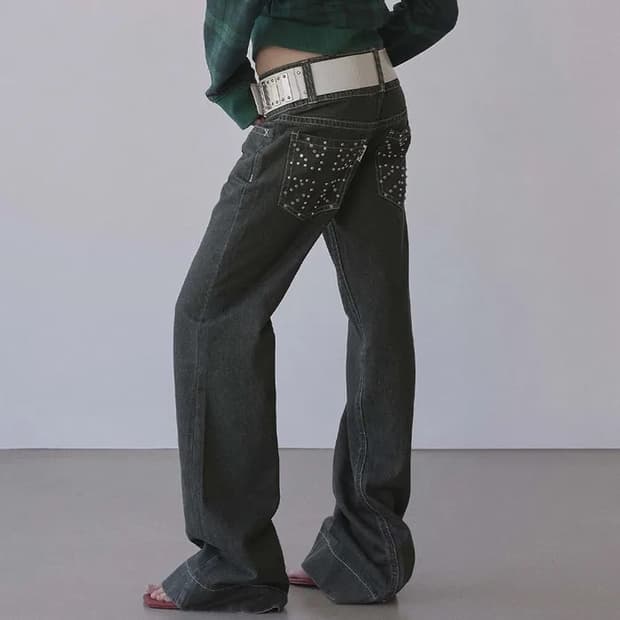 스컬프터 유니온 잭 엔지니어 데님 팬츠