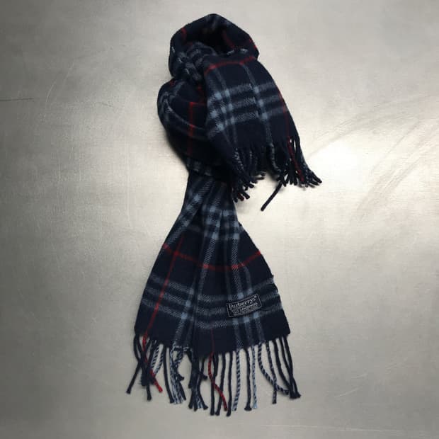 버버리 정품 램스울 머플러 네이비