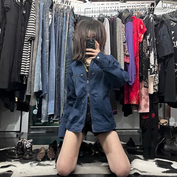 블루 투웨이 자켓