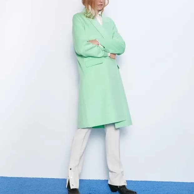 zara 자라 민트 오버핏 카라 모직 울 코트 S