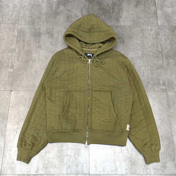 스투시 버티컬 퀼티드 후드 집업