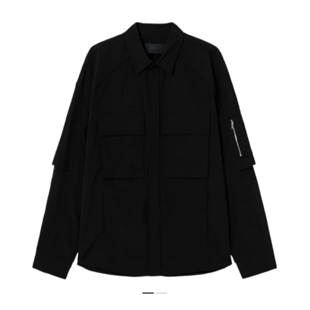 준지 나일론 프론트 암포켓 셔츠 블랙 46사이즈