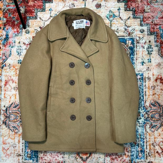 [L] made in usa 00s 쇼트 미해군 베이지 피코트