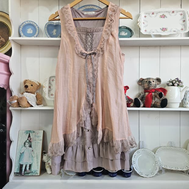 axes femme 레이스 레이어드 쉬폰 원피스