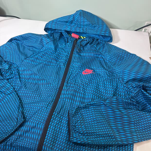 L-XL 나이키 블루 웜후드 경량 바람막이자켓