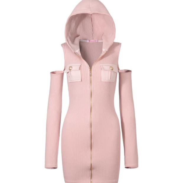 베이비메탈클럽 베메클 골드 버튼 후디 원피스 핑크