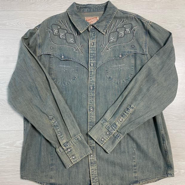 [XL] 웨스턴 자수 데님셔츠