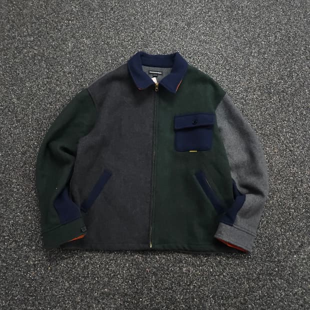 디스이즈네버댓 컬러블럭 울 집업 포켓 자켓 