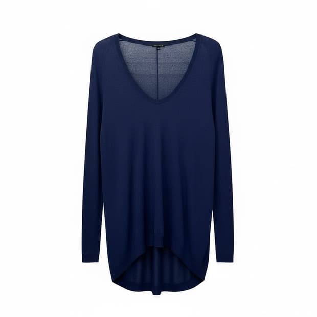 Theory 띠어리 캐시미어 시스루 니트 탑 U넥 포켓 디테일 딥네이비