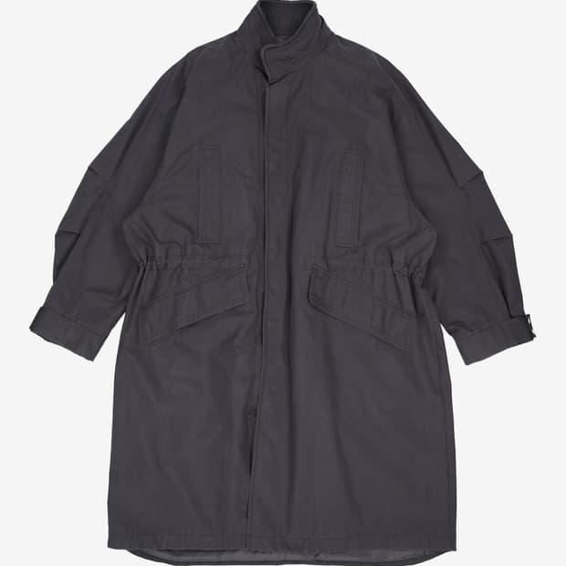 [100,L] 일꼬르소 블랙 오버핏 볼륨 롱 야상