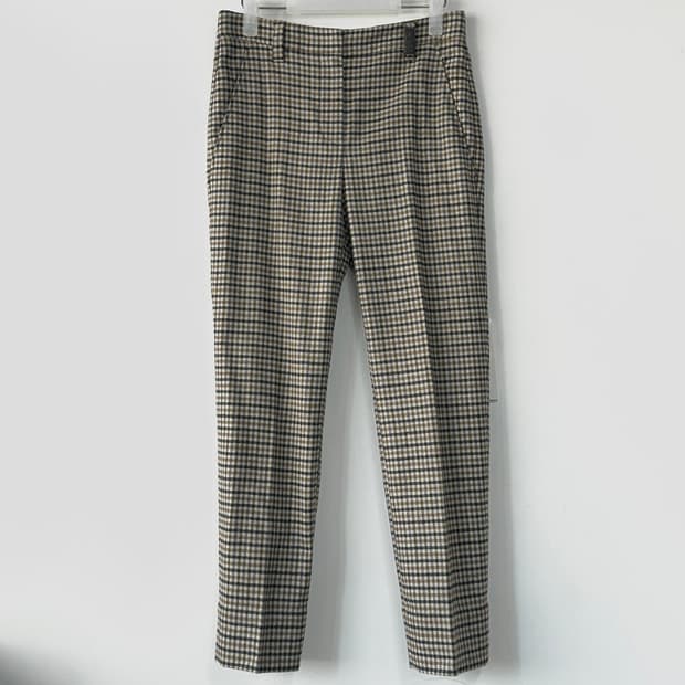 브루넬로 쿠치넬리 체크 울 캐시 크롭 팬츠