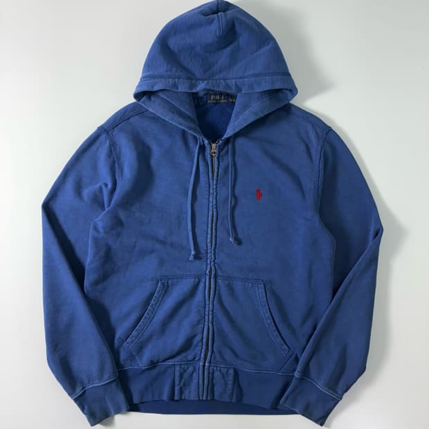 Polo  폴로 랄프로렌 자수 코튼 블루 후드집업 