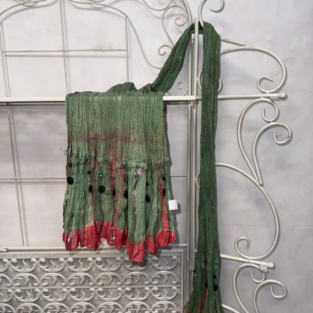 Renoma pistachio pink beads pleats scarf