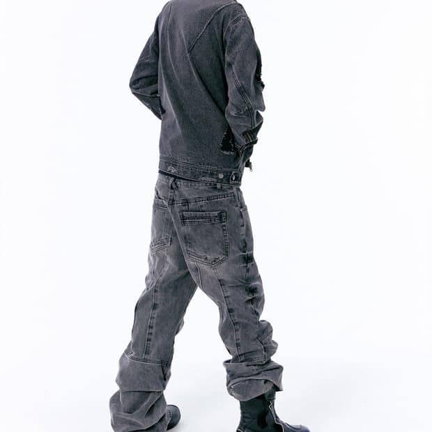 ETCE STACKING FLARE DENIM PANTS
