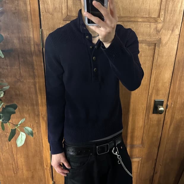 빈티지 폴로 랄프로렌 네이비 버튼 스웨터 니트
