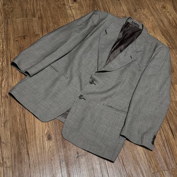 입생로랑 캐나다 하운즈투스 체크 울 자켓