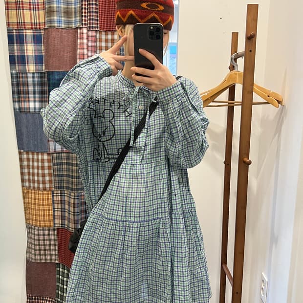 히스테릭글래머 스케치 민트 셔츠 드레스