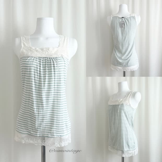 soft green stripe lace sleeveless