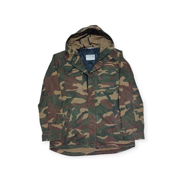 자라맨 밀리터리 카모 야상 후드 자켓