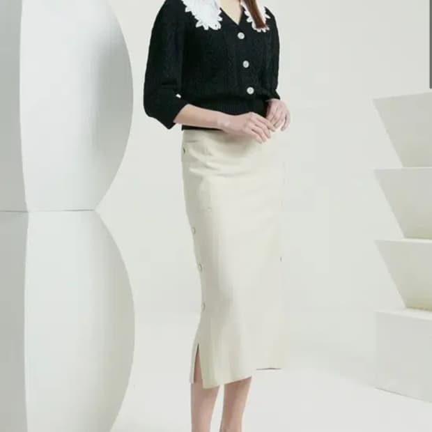 타임 버튼 패널 스커트 55사이즈