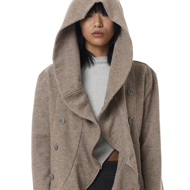 ((구함)) 텐스댄스(파히섬) 버튼 후디가디건 브라운