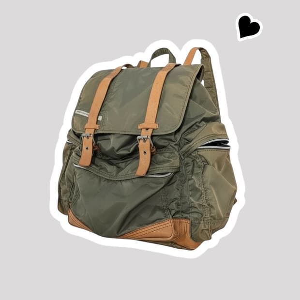 디젤 레더 나일론 카키 럭색 백팩