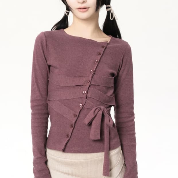 오스하이 밴디지 가디건 블랙체리