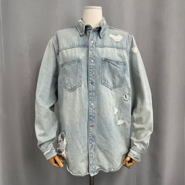 자라 데미지 웨스턴 데님 셔츠/#3612