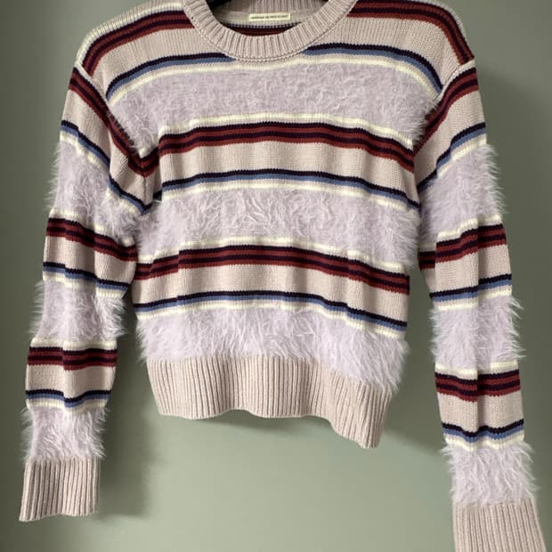 NICE CLAUP pink stripe fur knit 
