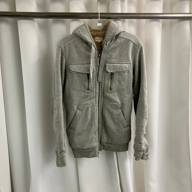 디젤 그레이 헤비웨이트 퍼 후드집업 M