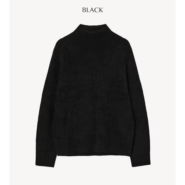 [새상품/77] 폭스+양모 홀가먼트 폴라 니트 블랙