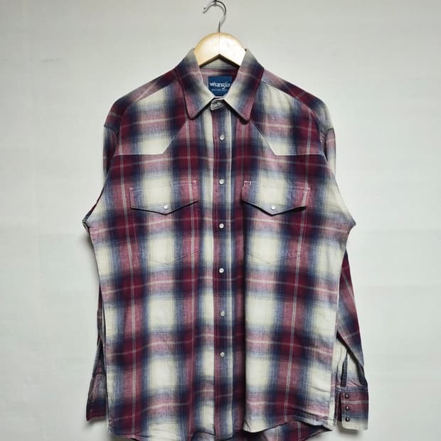 랭글러Wrangler 체크 웨스턴 셔츠 M - S360