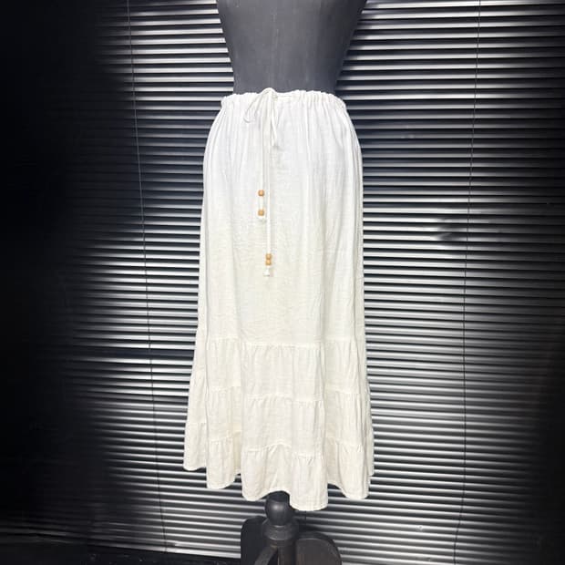 MERONA 린넨 마 캉캉 롱 치마 원피스 에스닉 여름 밴딩 보헤미안