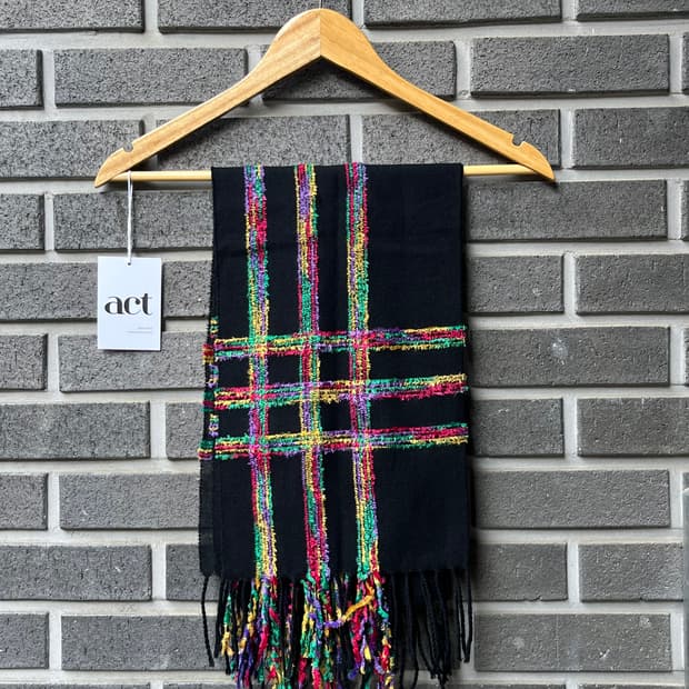 트위드 체크패턴 머플러 블랙