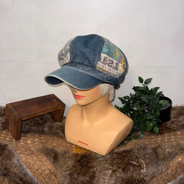 Pierre Cardin denim patch newsboy cap