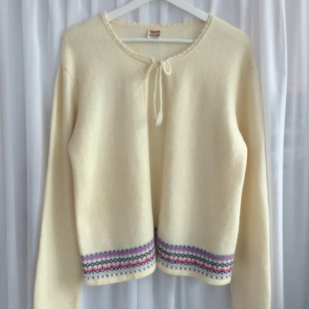 ivory ethnic wool cardigan