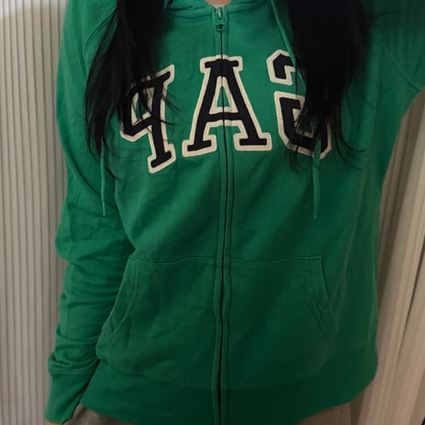 갭 초록 후드집업 m