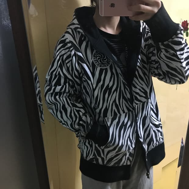 리버시블 무늬 검정 후드집업 빈티지