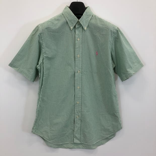 폴로 랄프로렌 시어서커 반팔셔츠 M 그린 클래식핏