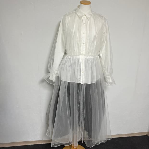 20ss 느와케이니노미야 꼼데가르송 튤 레이어드 셔츠 s