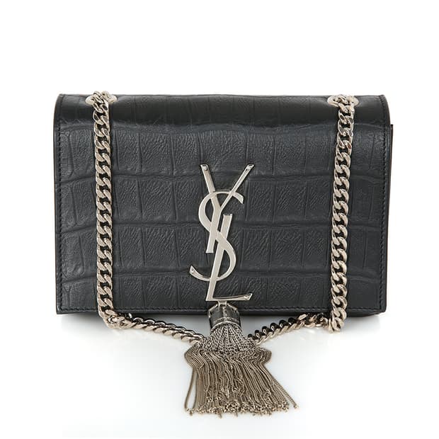 생로랑 케이트 미니백 엠보싱 크로커다일 태슬 체인 크로스백 354120