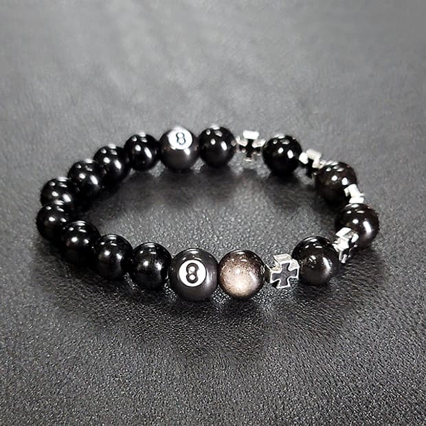 Omen8 옵시디언 10mm 남자 빈티지 원석 팔찌