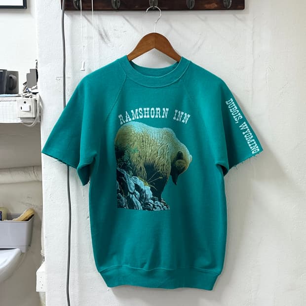 90s 헤인즈 빈티지 반팔 스웻셔츠 L